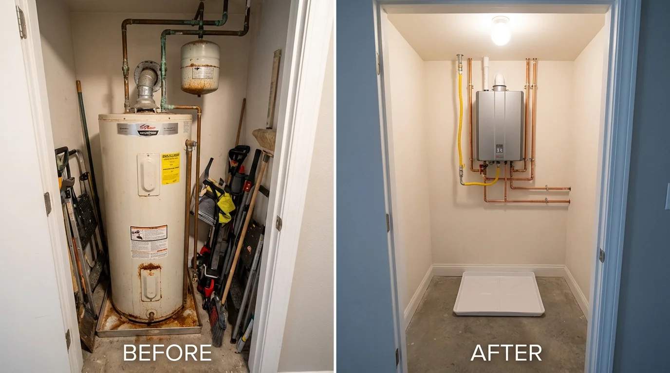 Tank water heater versus wall-mounted tankless unit comparison for Riverton, UT homeowners