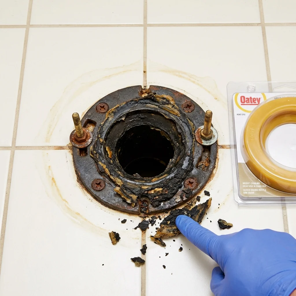 Failed wax ring showing water seepage at the base of a toilet in a Riverton, UT home