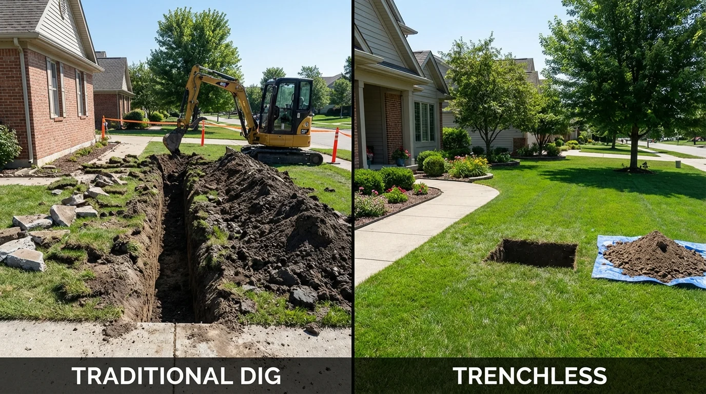 Trenchless sewer repair with minimal yard damage versus traditional excavation in Riverton, UT